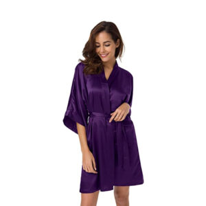 Bata de satín color morado para novia o dama de honor - Heva Team Bride